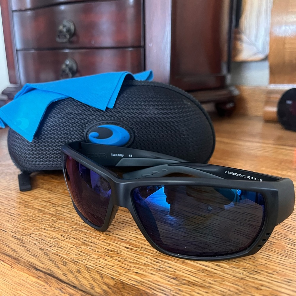 Costa Black Frame Sunglasses with Blue Bifocal Lenses